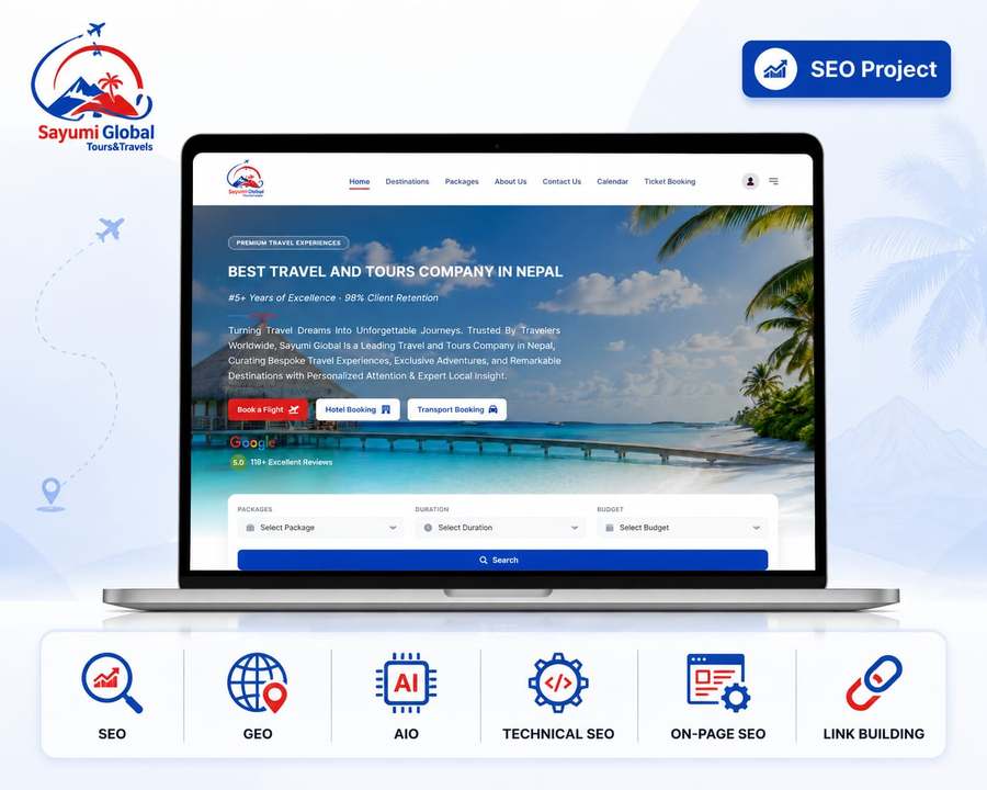 Sayumi Global Tours & Travels, Travel Agency website SEO case study by Aryan Miya Mansoor, SEO expert in Dubai