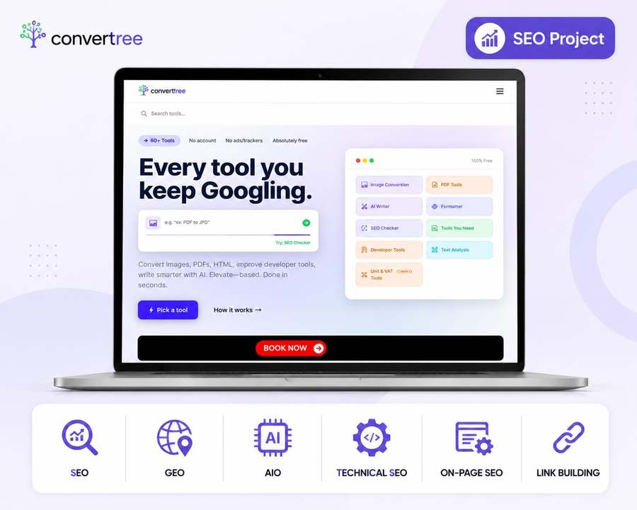 ConvertTree, Online Tools website SEO case study by Aryan Miya Mansoor, SEO expert in Dubai