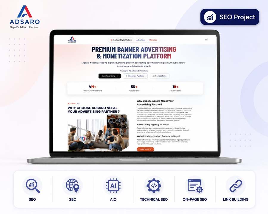 Adsaro Nepal, Adtech Platform website SEO case study by Aryan Miya Mansoor, SEO expert in Dubai